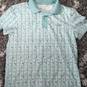 Lacoste Mens Aqua Patterned Polo Shirt